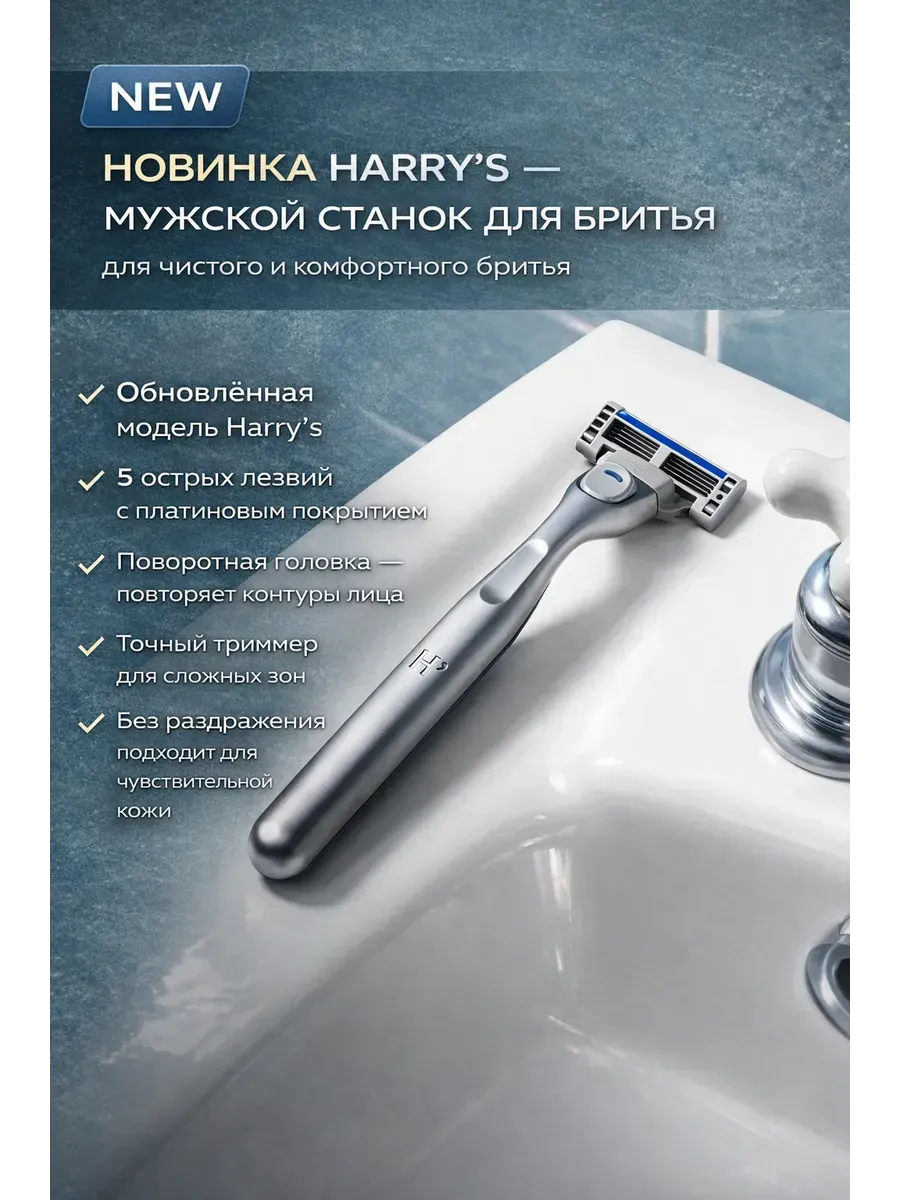 Бритва мужская Harry’s Plus станок для бритья 5 лезвий триммер премиум